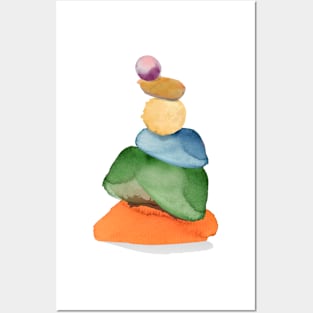 Cairn Zen Tower Orange Purple Posters and Art